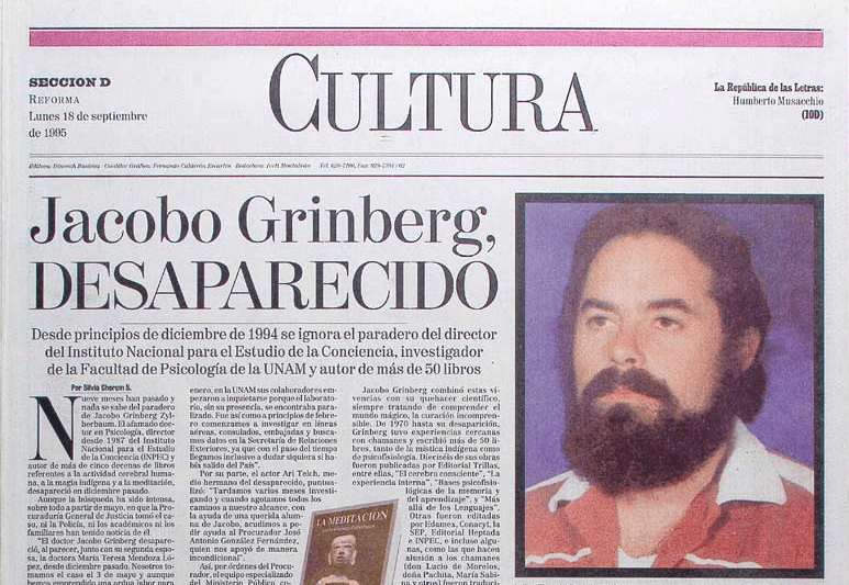 Grinberg desaparecido en Reforma 18 sep 95.